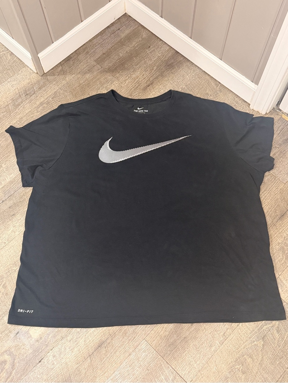 Nike Black Short Sleeve Dri-FIT Tee with White Swoosh